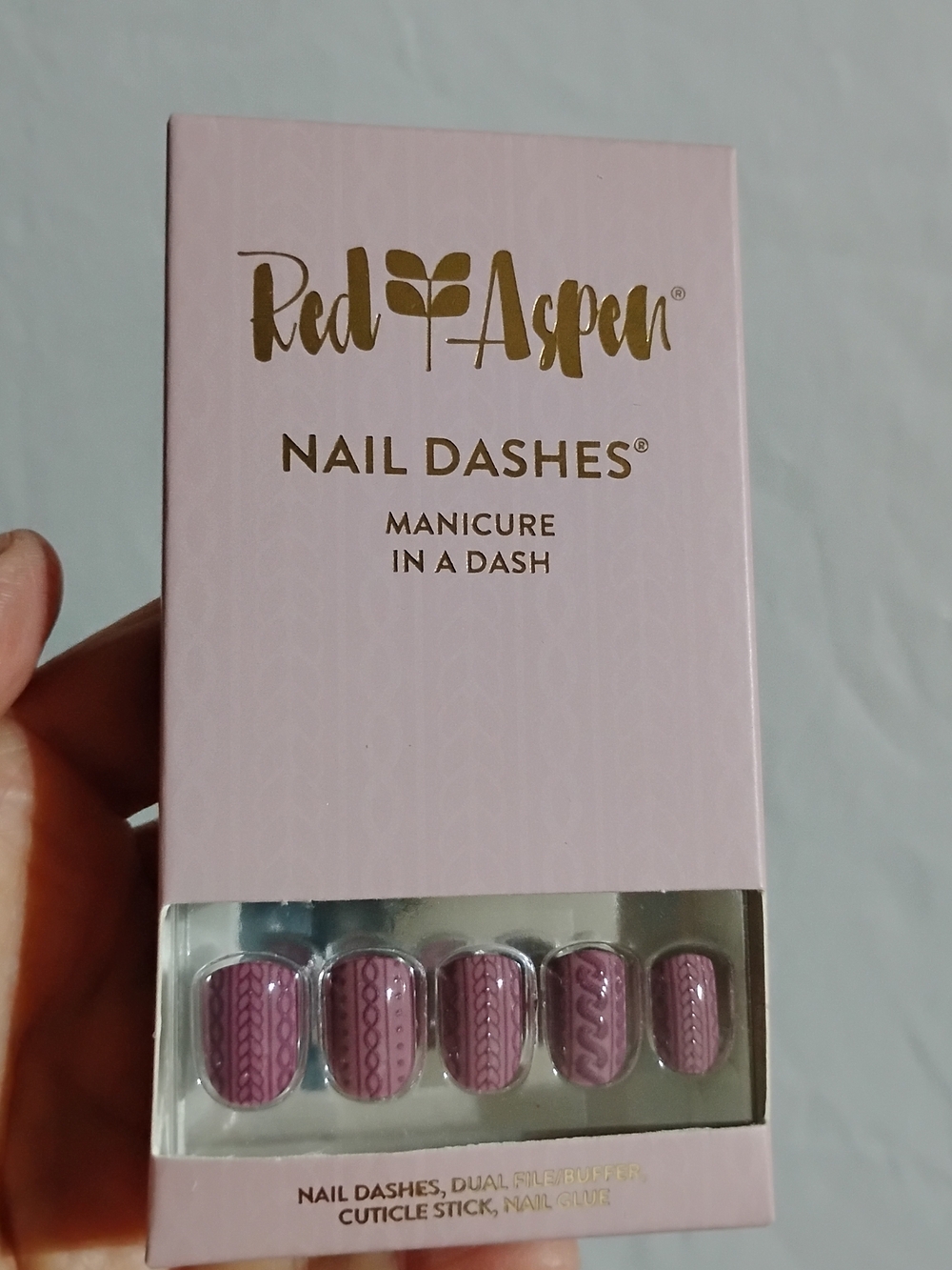 Red Aspen Nail Dashes Press-On Nails in Mauve Pink Laura's Sweater Dress NEW